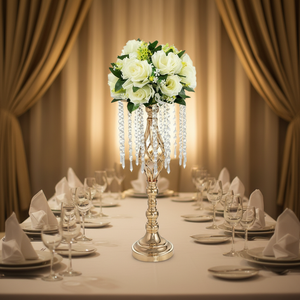 Vasi per Fiori in Cristallo Dorato di Lusso Moderni, Supporti per Decorazioni da Tavolo, Centrotavola Eleganti per Feste e Casa - Product Image 1