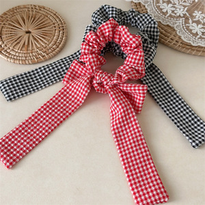 Nouveau Style filles mode Premium nœud papillon élastique femmes délicat Plaid à carreaux <span class=keywords><strong>tissu</strong></span> arc amovible chouchous - Product Image 2
