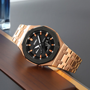 <span class=keywords><strong>Montre</strong></span> de luxe sport analogique-numérique en acier inoxydable pour <span class=keywords><strong>homme</strong></span>, étanche 5 BAR, lumineuse, avec alarme, chronographe et affichage LED - Product Image 5
