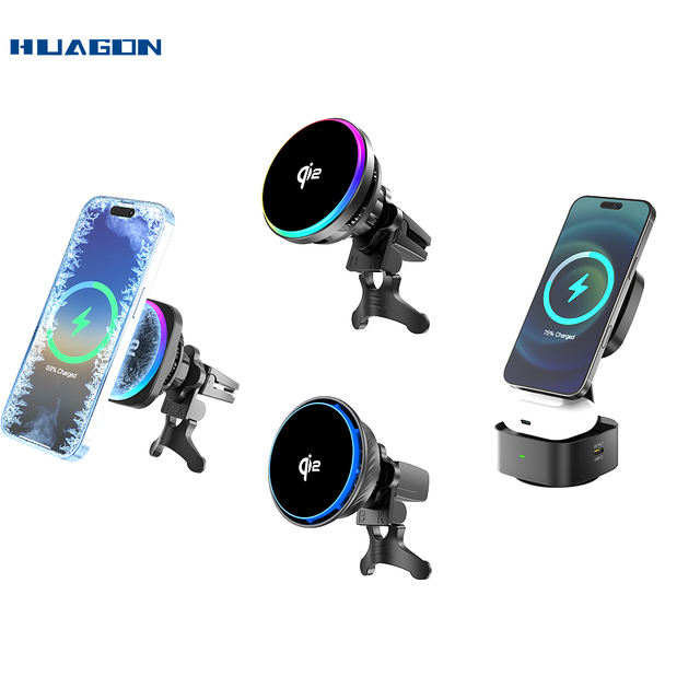 Qi2-Certified 15W Magnetic Car Mount Charger Vent/Dashboard Wireless for iPhone Holder OVP Protected with PD 3.0 Function