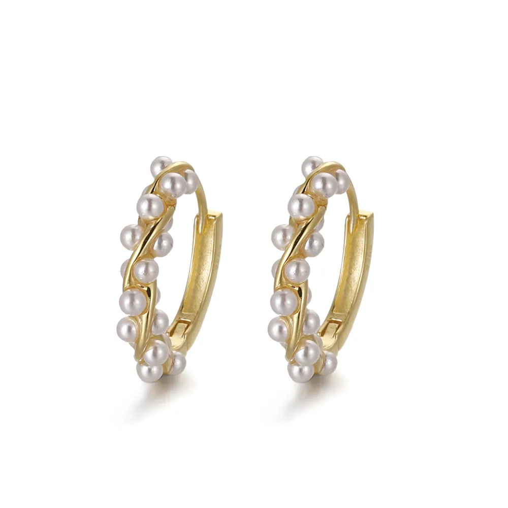 fashion 925 silver material jewelry Pearl earrings Gold plated woman gift