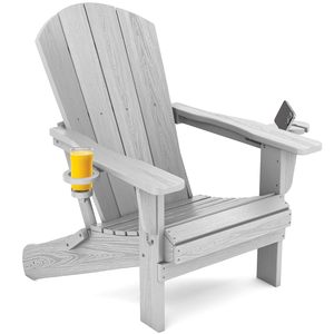 Silla Adirondack Portátil Gris Plateado con Portavasos - Sillas Adirondack de Material Compuesto HDPE, Resistentes al Agua, para Exteriores, para Todo Tipo de Clima - Product Image 1