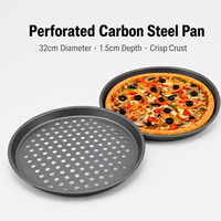 Panci Pizza Baja Karbon 32cm Terlaris, Loyang Panggang Anti Lengket Berlubang, Mudah Dilepas, Kulit Pizza Renyah, Aman untuk Mesin Cuci Piring, Langsung dari Pabrik