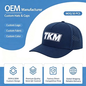 Gorra Snapback de 6 Paneles de Poliéster de Alta Calidad de Fábrica OEM, Logotipo Personalizado, Orificios Cortados con Láser, Impermeable, para Hombre, para Uso en Exteriores - Product Image 1