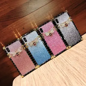 Casing ponsel desainer mewah untuk iphone15 14 plus 13 pro xs max xr casing lembut persegi untuk 12 pro max