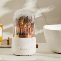Organisateur de pinceaux de maquillage de luxe rotatif à 360 degrés avec couvercle anti-poussière pour coiffeuse et table de maquillage