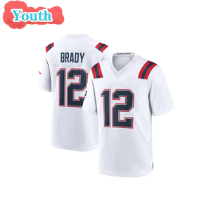 Maillots de football américain pour enfants de qualité supérieure, brodés, en gros, pour les jeunes, 12 Tom Brady, 10 Drake Maye - Product Image 3