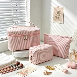 Hongbo Trousse de Maquillage Portable Grande Taille en Tissu Gaze de Coton Rayé Effet <span class=keywords><strong>Bulle</strong></span>, Pochette de Rangement Cosmétique de Voyage, Vente en Gros - Product Image 5