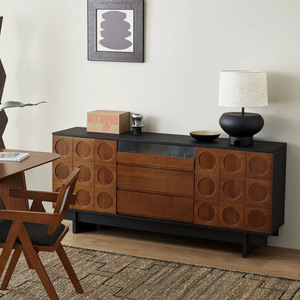 Nordic Retro <b>Sideboard</b> Solid Wood <b>Storage</b> Cabinet For Dining Room Living Room Home Furniture With Drawers And Doors - Product Image 1