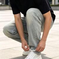 Pantalon en jean gris ciment classique, style streetwear, couleur unie, pour tous les jours, coupe ample, mode homme
