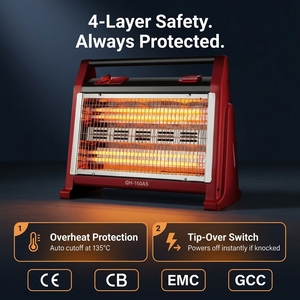 Calentador Infrarrojo Portátil de 1600W, Calentador Eléctrico con Bombilla de Cuarzo y Humidificador Turbo para Habitaciones - Product Image 5