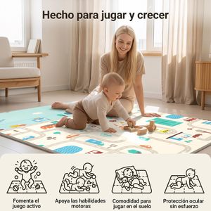 Alfombra <span class=keywords><strong>de</strong></span> Juego para Bebés, Alfombra Plegable <span class=keywords><strong>de</strong></span> Espuma XPE con Bolsa <span class=keywords><strong>de</strong></span> Transporte, Tamaño Grande 180x150cm, para Jugar en Interiores, Guardería y Guardería Diurna - Product Image 4