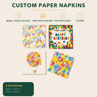 Serviettes de table rectangulaires personnalisées pour anniversaire, en papier écologique, jetables, en gros, pour table de fête