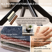 Chaise de salle à manger en velours matelassé capitonné, style moderne minimaliste, dossier haut, coussin confortable pour café, bistrot, villa