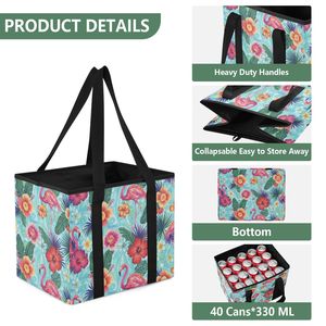 Sac de rangement pour coffre de voiture, design tropical hawaïen, avec poignées, grande capacité, réutilisable, recyclable, pliable, sac de courses - Product Image 6