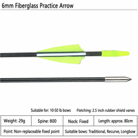 1 pièce Flèches de tir à l'arc en carbone mixte durables de 6 mm avec pointes en acier à plumes plastiques, vente en gros pour sports de plein air