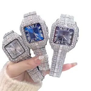 メンズヒップホップブランドフルアイスダイヤモンドジュエリーゴールド腕時計ファッションマン2024 New