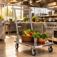 Chariot utilitaire pliable en acier inoxydable 304, chariot de service pour cuisine commerciale, emballage plat, assemblage modulaire