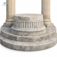 Gazebo en marbre beige classique Luca |   Pavillon en pierre sculpté à la main avec colonnes corinthiennes et statue, décoration personnalisée pour aménagement paysager de jardin