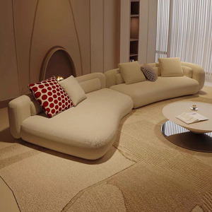 Nouveau modèle de canapé sectionnel Bezier - Style italien moderne, salon, tissu, rembourrage en éponge, forme irrégulière, pieds en bois - Product Image 4