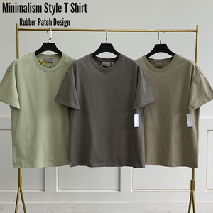 T-shirt en coton 100% à imprimé caoutchouc style minimaliste tons terreux, 220-260 GSM, coupe oversize, col rond, streetwear moderne, prêt à être expédié - Product Image 2