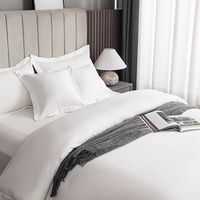 Parure de Lit Quatre Pièces 100 % Pur Coton Qualité Cinq Étoiles 300 Fils/Pouce, Housse de Couette Blanche et Drap pour Maison et Hôtellerie