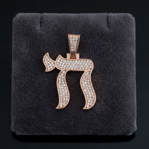 Rose Gold 925 Sterling Silver Moissanite Chai Pendant VVS D Color Hebrew Symbol Necklace Luxury Hip Hop Religious Jewelry - Product Image 4