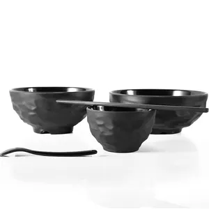 Melamine Contemporary Round Textured Matte Black Melamine Bowl 7.8 "Dia × 3.1" H Inch 50オンス