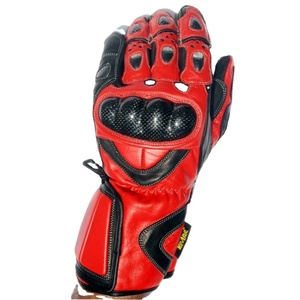 Gants de course en cuir rouges à doigts entiers avec protection de la paume et fermeture éclair pour la conduite, unisexe, respirants, imprimés, pour l'extérieur, toutes saisons - Product Image 5