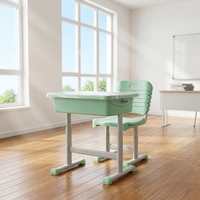 Ensemble bureau et chaise d'école réglables en hauteur, bureau d'élève en plastique avec plateau de rangement