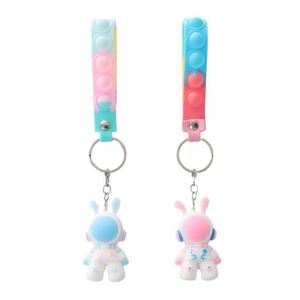 Cartoon-Style Space Rabbit Keychain Three-Dimensional PVC Figurine Pendant Small Gift for Schoolbag Anime Style - Product Image 6