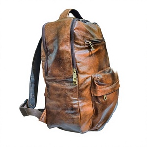 Vintage Genuine Leather <b>Laptop</b> <b>Backpack</b> Unisex Durable Buckle Closure Luxury Style Waterproof USB Port Eco-Friendly <b>Backpack</b> - Product Image 4