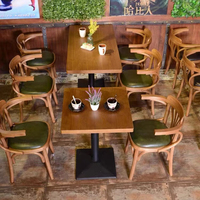 Chaise de salle à manger en bois de style industriel moderne, ensemble table et chaises en bois massif pour restaurant, mobilier de café, mobilier de bistrot