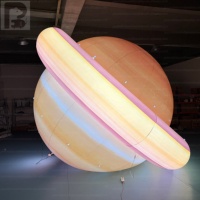 Planète Saturne gonflable lumineuse LED personnalisée de 4 m avec anneaux, modèle du système solaire, thème spatial pour événements muséaux, décoration de fête sur le thème de l'univers