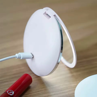 Miroir cosmétique pliable de voyage personnalisé pour femme, rechargeable, double face, grossissant, écran tactile, portable, maquillage LED chromé