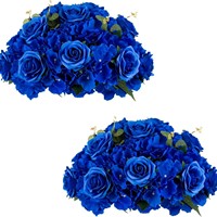 Boules de fleurs artificielles durables de style romantique, centres de table de mariage, 2 pièces, diamètre 14,2 pouces, bouquet de roses, décoration de table, décoration de dessert