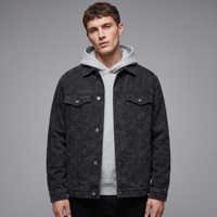 Blouson en jean streetwear haut de gamme avec imprimé lettres, noir délavé, coupe ample et épaisse, réversible, respirant, pour homme, hiver, style camionneur