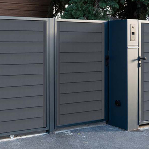 Puerta de valla de jardín WPC Puerta decorativa de 6 pies con marco de metal Valla de plástico de madera tratada térmicamente - Product Image 4