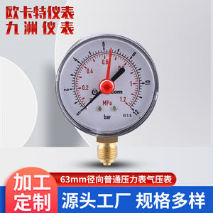 Manómetro Radial de Presión Ordinaria de 63, Suministrado por el Fabricante, Carcasa de Plástico Negra con Conector de Cobre, Puntero Rojo de Plástico y Aluminio - Product Image 5