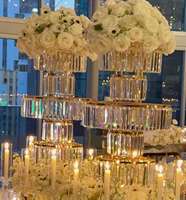 Centro de Mesa para Boda, Soporte de Flores de Hierro Acrílico Dorado Transparente, Centro de Mesa de Lujo para Boda, Juego Elite