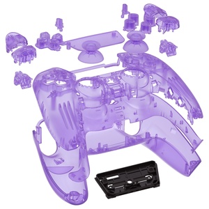 Coque complète pour manette PS5 avec boutons et capteur tactile, coque de remplacement personnalisée transparente violette, plaque avant et arrière - Product Image 1