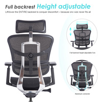 Chaises de bureau haut de gamme en maille à dossier haut réglable, ergonomiques, grandes et hautes, certifiées Bifma