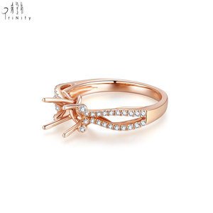 Anillo de compromiso semimontado de oro rosa macizo de 18 quilates con diseño cruzado de moda, el más popular, con diamantes naturales auténticos, para mujer, anillo de boda - Product Image 2