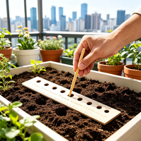 Outil d'espacement des semis, règle de plantation de graines de jardin avec 2 piquets en bois, idéal pour les semis, les jardiniers et la planification des jardins
