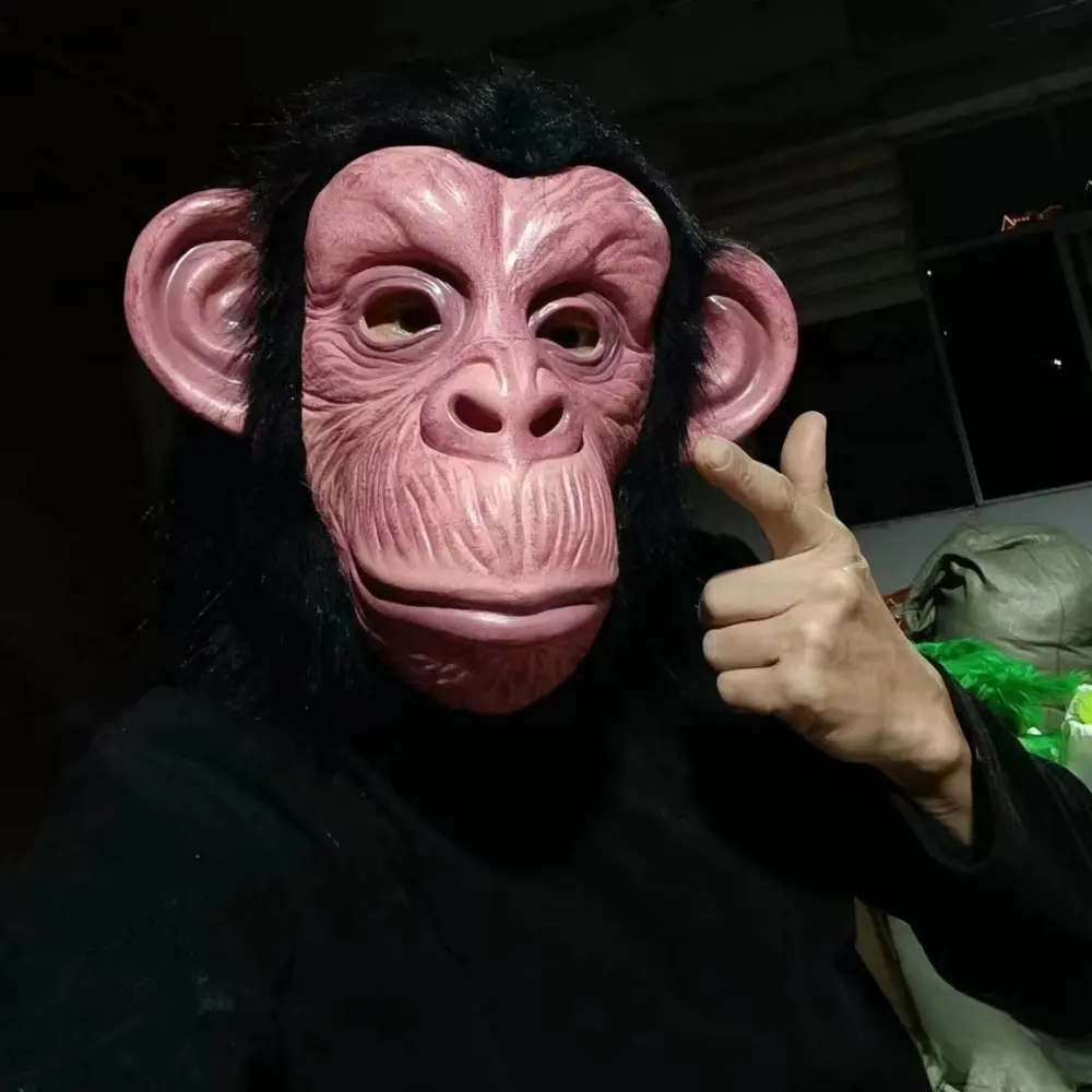 Gorilla-Maske für Männer Neuheit Affen-Orang-Utan-Schimpansen-Kostüm Tarnung Cosplay Latex-Maske lustige Tier-Vollarbeiten Halloween