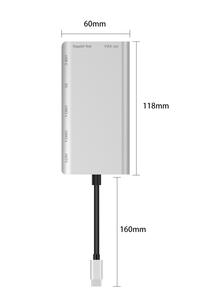 Estación de acoplamiento 8 en 1 Tipo C a HDM1 + VGA + USB3.0 + Hub USB de lectura de tarjeta SD - Product Image 3