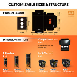 Caja Triangular de Papel para Shawarma con Sello Dorado Personalizado, Halal, con Compartimento para Salsa y Separador para Doner Kebab - Product Image 3
