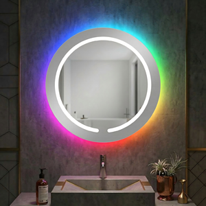 Espejo Baño Redondo Kingstin LED RGB, Espejo Pared Tocador Inteligente Sin Marco Antivaho, Espejo Maquillaje Retroiluminado - Product Image 2