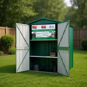 Abri de jardin en acier galvanisé vert 45,7x17,7x68,9 po avec étagères – Solution de rangement - Product Image 2