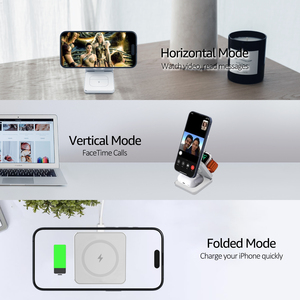 Station de charge magnétique <span class=keywords><strong>sans</strong></span> <span class=keywords><strong>fil</strong></span> 3 en 1 pour <span class=keywords><strong>iPhone</strong></span> 17 16 15 14 13 12 Station de charge pliable, pour <span class=keywords><strong>Apple</strong></span> Watch <span class=keywords><strong>10</strong></span> - Product Image 5